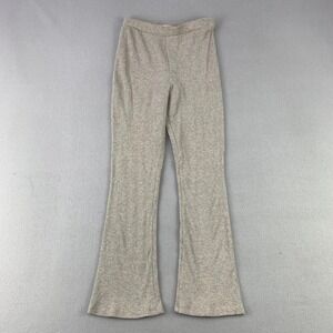 Zara Ribbed Flare Leg Pants Girls Small Beige Casual Knit Lounge Cozy Soft